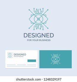 Ar, augmentation, cyber, eye, lens Business Logo Line Icon Symbol for your business. Turquoise Business Cards with Brand logo template