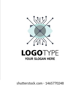 Ar, augmentation, cyber, eye, lens Flat Color Icon Vector. Vector Icon Template background