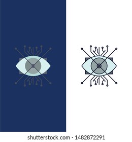 Ar, augmentation, cyber, eye, lens Flat Color Icon Vector