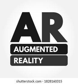 AR - Augmented Reality acronym, technology concept background