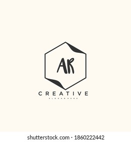 AR Beauty vector logotipo inicial, diseño de arte del logotipo de escritura a mano de firma inicial, boda, moda, joyas, boutique, floral y botánica con plantilla creativa para cualquier empresa o negocio.
