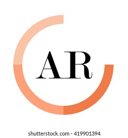 AR black letters , modern type of font , tree orange colors , simply alphabet like design identity