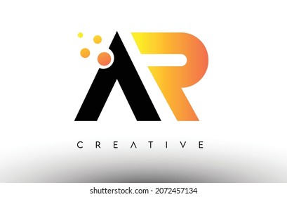 AR Black Orange Letter Logo Design. AR-Symbol mit Punkt und Blasen Creative Letters Vektorgrafik.