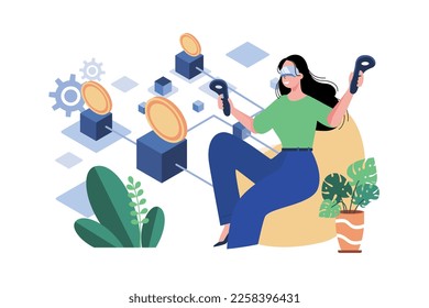 Concepto de ilustración de plataforma Blockchain AR sobre fondo blanco