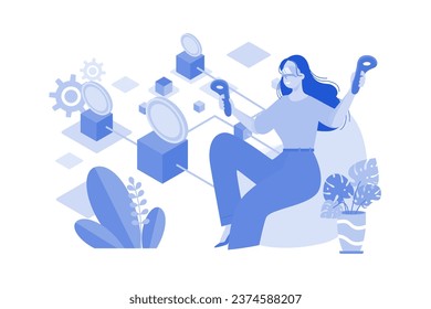 AR Blockchain Platform Illustration concept on white background