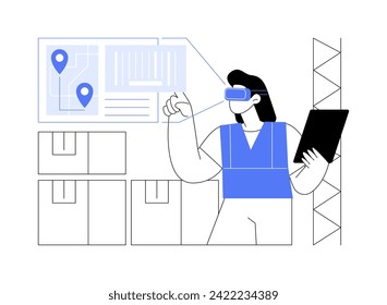 AR in business logistics isolated cartoon vector illustrations. AR glasses in warehouses, lenses display to workers the route to locate an item, goods for shipping vector cartoon.