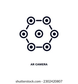 ar camera icon. Thin line ar camera icon from ai and future technology collection. Outline vector isolated on white background. Editable ar camera symbol can be used web and mobile