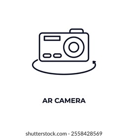 ar camera outline icon. Linear vector from ai and tech concept. Thin line ar camera icon isolated on white background