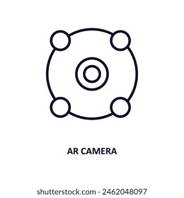 Umrisssymbol der AR-Kamera.  Thin Line-Ikone aus der Kollektion der künstlichen Intelligenz und Zukunftstechnologie. Bearbeitbare Vektorgrafik auf weißem Hintergrund