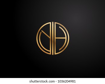 AR circle Shape Letter logo Design in gold color
