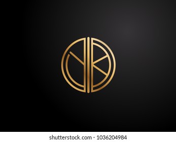 AR circle Shape Letter logo Design in gold color
