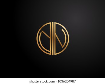 AR circle Shape Letter logo Design in gold color
