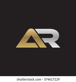 AR company linked letter logo golden silver black background