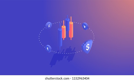 AR Concept business strategy. growth statistics. Success in the business. 3d isometric design. Vector illustration.