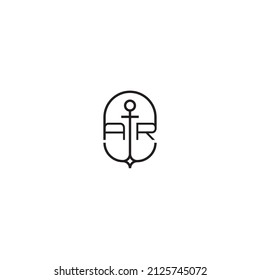 AR creative letter logo design in anchor concept with high quality professional design that will print well across any print media
