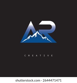 AR Creative Mountain Logo Bold Gradient Letter mark Branding Design for Business Outdoor Brands