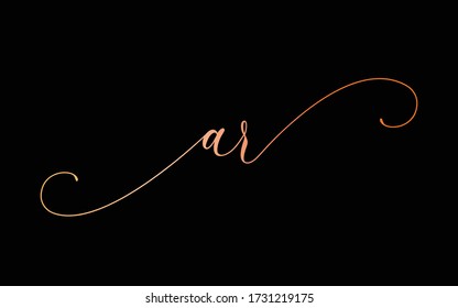 ar Cursive Letter Initial Logo Design, Vector Template