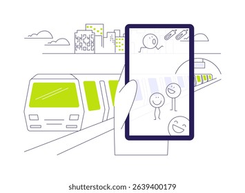 AR in entertainment abstract concept vector illustration. Usage of virtual and augmented reality in games, modern technology, entertainment industry, VR apps development abstract metaphor.