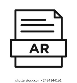 AR File Document Icon Schwarz-Weiß-Vektorgrafik