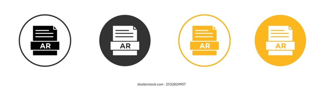 AR File Document Icon black and white vector outline sign