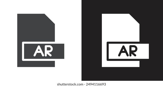 AR File Document Icon Flat set in black and white color outline vector