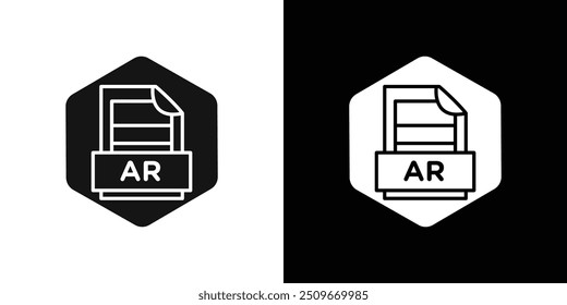 AR File Document Icon Flat vector set outline