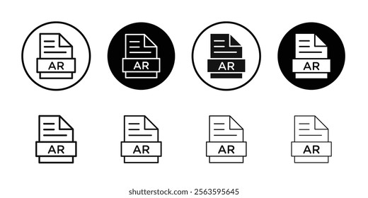 AR File Document Icon Flat outline fill set collection