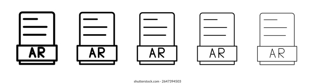 AR File Document Icon flat illustration set logo