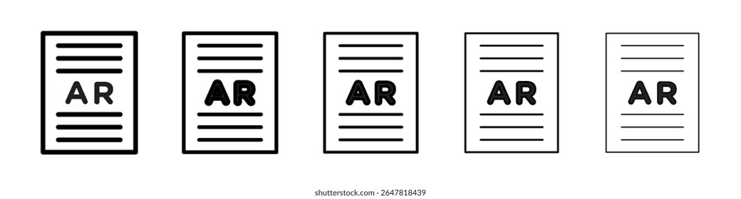 AR File Document Icon isolated vector on white background set