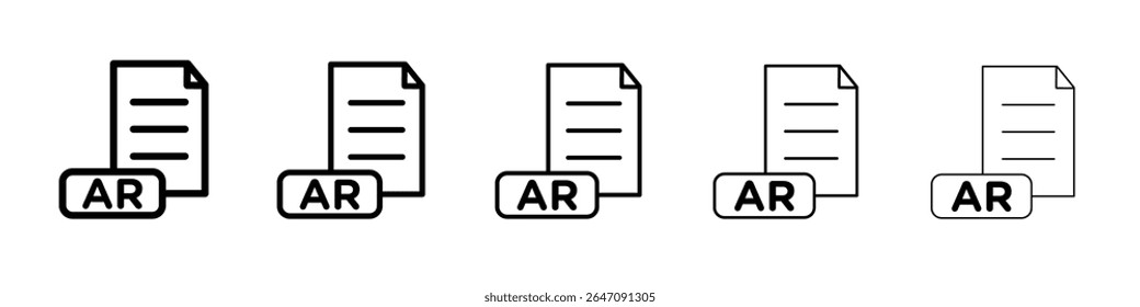 AR File Document Icon vector outline symbol or illustration