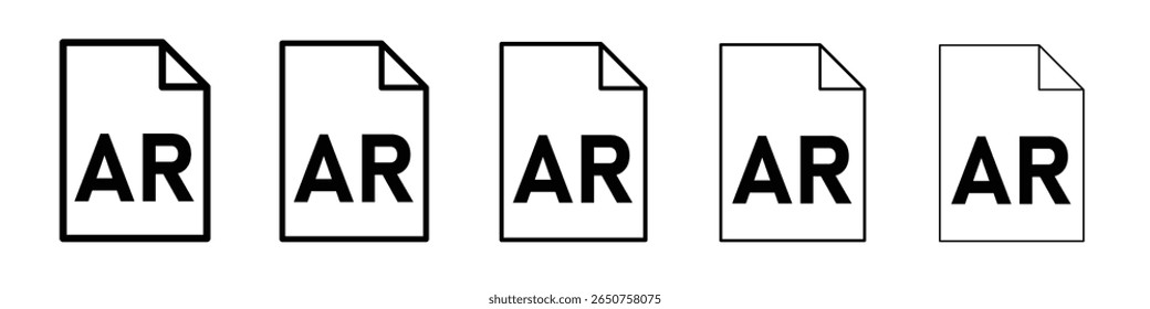 AR File Document Icon vector thin outline style sign