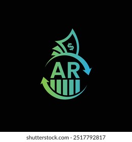 AR Financial Growth Logo with Circular Arrows and Money Symbol, AR logo design