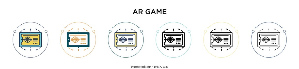 Ar game icon in filled, thin line, outline and stroke style. Vector illustration of two colored and black ar game vector icons designs can be used for mobile, ui, web