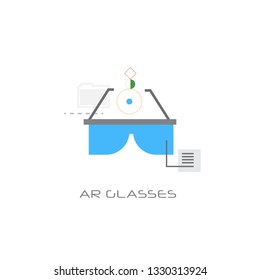 ar glasses augment reality concept digital technology line style white background