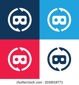 Ar Glasses azul y rojo cuatro colores mínimo conjunto de iconos