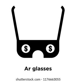 Ar glasses icon vector isolated on white background, logo concept of Ar glasses sign on transparent background, filled black symbol