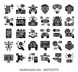 ar glyph vector icons augmented reality stylish design