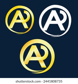 AR gold and silver symbol on white background. Ar graphics logo or icon for education health graphic industry 3 shape