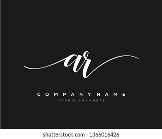 AR handwriting initial  logo vector