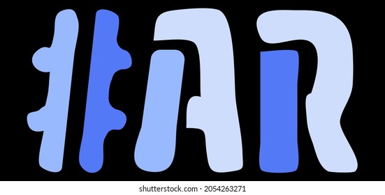 AR Hashtag. Isolate curves doodle letters. Blue colors. Hashtag #AR is abbreviation for the US American state Arkansas for social network, web resources, mobile apps.