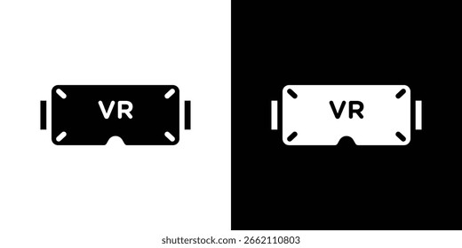 AR headset icon in flat black solid vector set