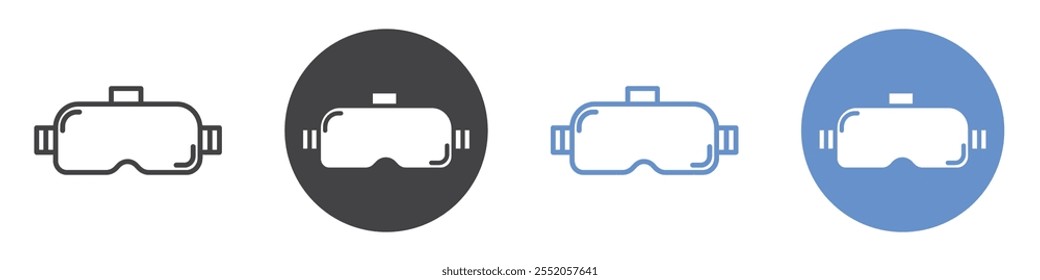 AR headset icon flat line symbol set.