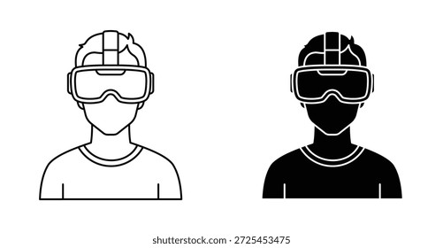 AR-Headset-Symbol. Linie mit editierbarem Strich und flach für Web