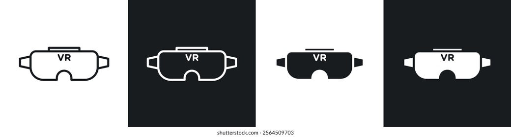 AR headset icons collection in black filled and line style.