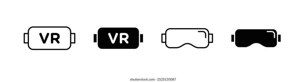 AR headset thin line vector icon collection