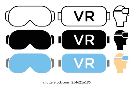 COLECCIÓN del icono del Vector de los auriculares AR. conjunto de Ilustración vectorial.