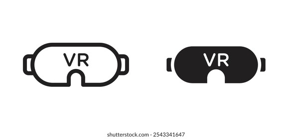 AR headset vector icon set black filled and outlined style.