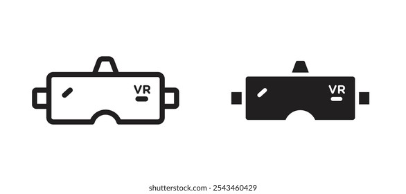 AR headset vector icon set in black.