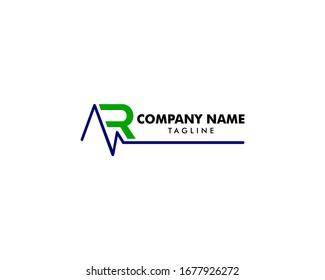 AR Health Pulse Letter Logo Template Design Vector