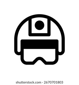 AR-Helm. Konturenstrichvektorsymbol mit schwarz gefüllten Details.